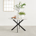 Novara White Marble Black Leg 120cm Round Dining Table & 6 Grey Belgravia Black Leg Chairs
