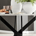 Novara White Marble Black Leg 120cm Round Dining Table & 6 Grey Pesaro Black Leg Chairs