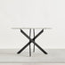 Novara White Marble Black Leg 120cm Round Dining Table & 6 Grey Pesaro Black Leg Chairs