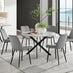 Novara White Marble Black Leg 120cm Round Dining Table & 6 Grey Pesaro Black Leg Chairs