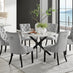 Novara White Marble Black Leg 120cm Round Dining Table & 6 Grey Belgravia Black Leg Chairs