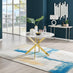 Novara Round White Marble Effect and Gold Metal 4-6 Seater Dining Table