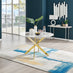 Novara White Marble Gold Leg 120cm Round Dining Table & 4 Navy Pesaro Gold Leg Chairs