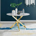 Novara White Marble Gold Leg 120cm Round Dining Table & 4 Grey Pesaro Gold Leg Chairs