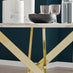 Novara White Marble Gold Leg 120cm Round Dining Table & 4 Cappuccino Milan Gold Leg Chairs