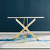 Novara Round White Marble Effect and Gold Metal 4-6 Seater Dining Table