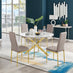 Novara White Marble Gold Leg 120cm Round Dining Table & 4 Cappuccino Milan Gold Leg Chairs