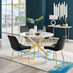 Novara White Marble Gold Leg 120cm Round Dining Table & 4 Black Pesaro Gold Leg Chairs