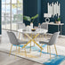 Novara White Marble Gold Leg 120cm Round Dining Table & 4 Grey Pesaro Gold Leg Chairs