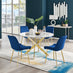 Novara White Marble Gold Leg 120cm Round Dining Table & 4 Navy Pesaro Gold Leg Chairs