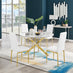 Novara White Marble Gold Leg 120cm Round Dining Table & 4 White Milan Gold Leg Chairs