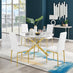 Novara White Marble Gold Leg 120cm Round Dining Table & 4 White Milan Gold Leg Chairs