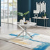 Novara Round White Marble Effect and Silver Metal 4-6 Seater Dining Table