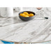 Novara White Marble 120cm Round Dining Table & 4 Black Milan Chrome Leg Chairs