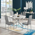 Novara White Marble 120cm Round Dining Table & 4 Grey Milan Chrome Leg Chairs
