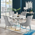 Novara White Marble 120cm Round Dining Table & 4 Grey Belgravia Chairs