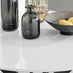 Novara White Gloss Black Leg Round Dining Table & 4 Cappuccino Milan Black Leg Chairs