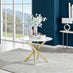Novara Round White High Gloss and Gold Metal 4 Seater Dining Table