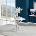Novara White High Gloss Round Dining Table & 4 Grey Pesaro Silver Chairs