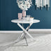 Novara White High Gloss Round Dining Table & 4 Grey Pesaro Silver Chairs