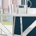 Novara White High Gloss Round Dining Table & 4 White Corona Silver Chairs