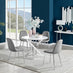 Novara White High Gloss Round Dining Table & 4 Grey Corona Silver Chairs