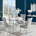 Novara White High Gloss Round Dining Table & 4 Grey Belgravia Chairs