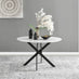 Novara White Gloss Black Leg 120cm Round Dining Table & 6 Black Corona Black Leg Chairs