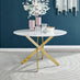 Novara Round White High Gloss and Gold Metal 4-6 Seater Dining Table