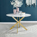 Novara Round White High Gloss and Gold Metal 4-6 Seater Dining Table