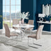 Novara White High Gloss 120cm Round Dining Table & 4 Cappuccino Lorenzo Chairs
