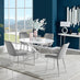 Novara White High Gloss 120cm Round Dining Table & 6 Grey Pesaro Silver Chairs
