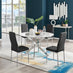 Novara White Marble 120cm Round Dining Table & 4 Black Milan Chrome Leg Chairs