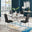 Novara White Marble 120cm Round Dining Table & 4 Black Milan Chrome Leg Chairs