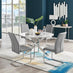 Novara White Marble 120cm Round Dining Table & 4 Grey Lorenzo Chairs
