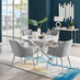 Novara White Marble 120cm Round Dining Table & 4 Grey Calla Silver Leg Chairs