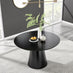 Palma Black Semi Gloss Round Dining Table & 4 Mustard Willow Chairs