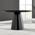 Palma Black Semi Gloss Round Dining Table & 4 Black Milan Black Leg Chairs