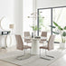 Palma Beige Stone Effect Round Dining Table & 4 Cappuccino Lorenzo Chairs