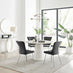 Palma Beige Stone Effect Round Dining Table & 4 Dark Grey Nora Silver Leg Chairs