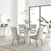 Palma Beige Stone Effect Round Dining Table & 4 Grey Belgravia Chairs