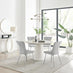 Palma Beige Stone Effect Round Dining Table & 4 Light Grey Nora Silver Leg Chairs