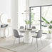 Palma Beige Stone Effect Round Dining Table & 4 Grey Corona Silver Chairs