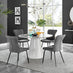 Palma White Marble Effect Round Dining Table & 4 Dark Grey Nora Black Leg Chairs