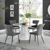 Palma White Marble Effect Round Dining Table & 4 Dark Grey Nora Black Leg Chairs