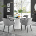 Palma White Marble Effect Round Dining Table & 4 Grey Calla Black Leg Chairs