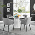 Palma White Marble Effect Round Dining Table & 4 Grey Calla Black Leg Chairs