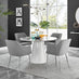 Palma White Marble Effect Round Dining Table & 4 Grey Calla Silver Leg Chairs
