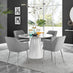 Palma White Marble Effect Round Dining Table & 4 Grey Calla Silver Leg Chairs