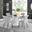 Palma White Marble Effect Round Dining Table & 4 Light Grey Nora Black Leg Chairs